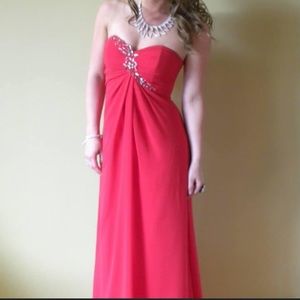 Strapless Rhinestoned Graduation Dress